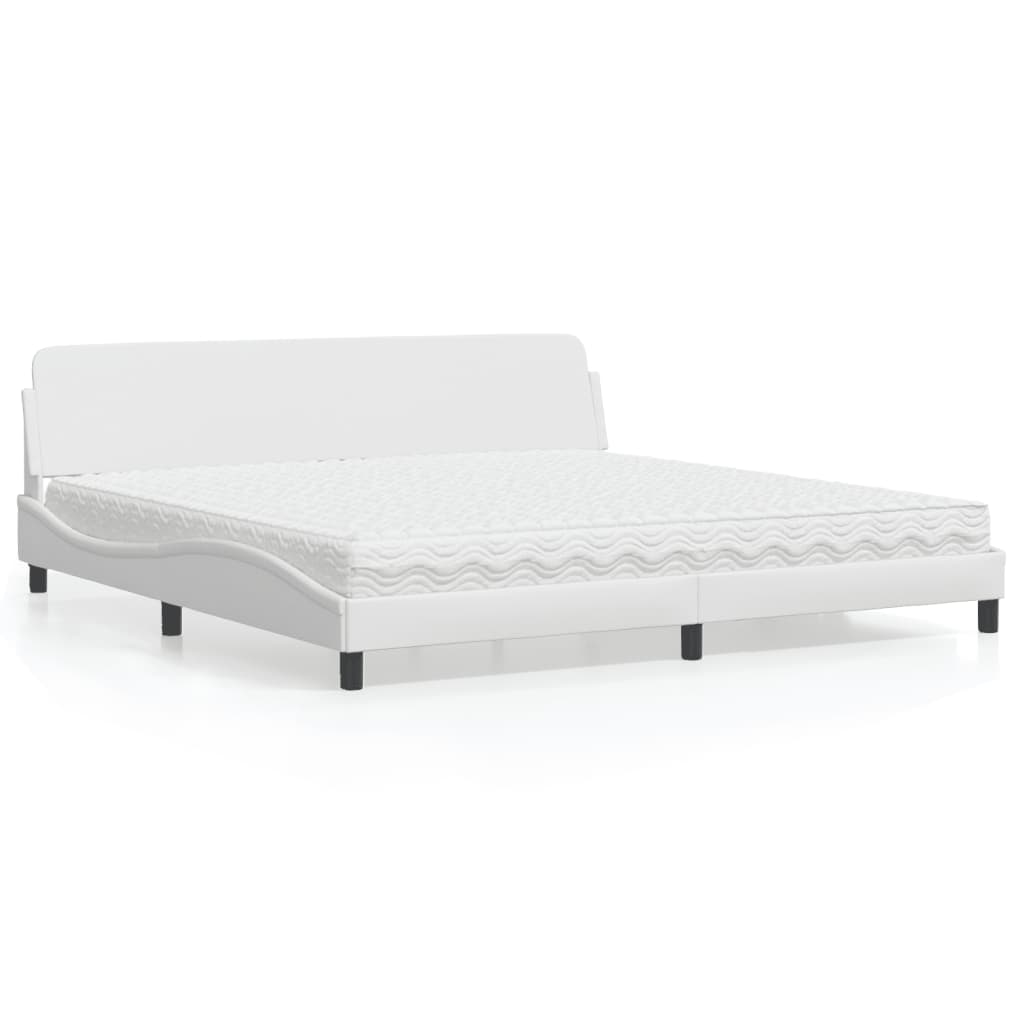 vidaXL Posteľ s matracom biela 200x200 cm umelá koža
