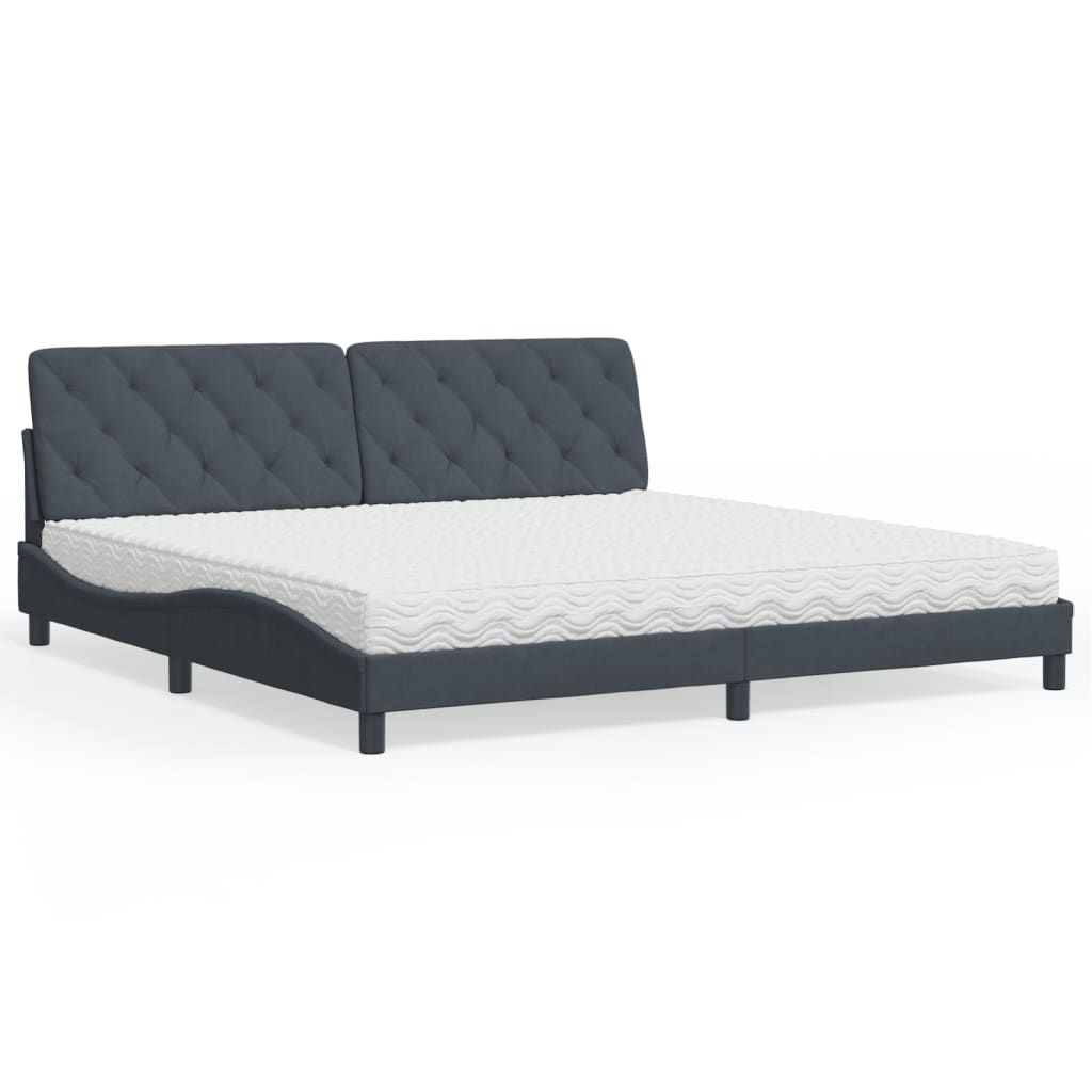 vidaXL Posteľný rám boxspring s matracom tmavosivý 200x200 cm zamat