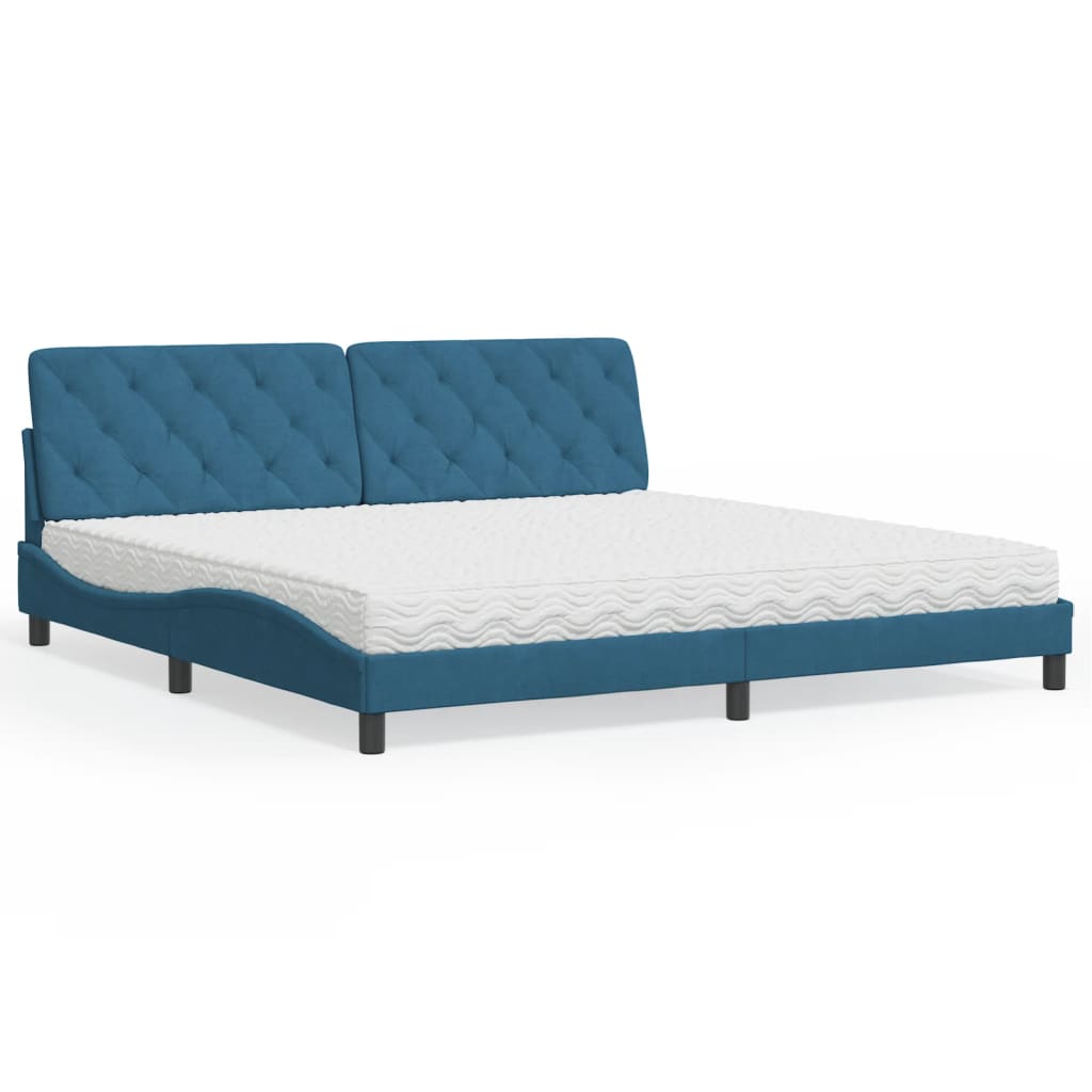 vidaXL Posteľný rám boxsping s matracom modrý 200x200 cm zamat
