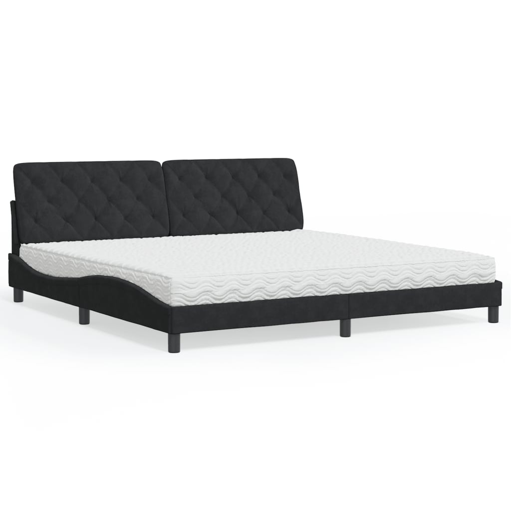 vidaXL Posteľ s matracom čierna 200x200 cm zamat