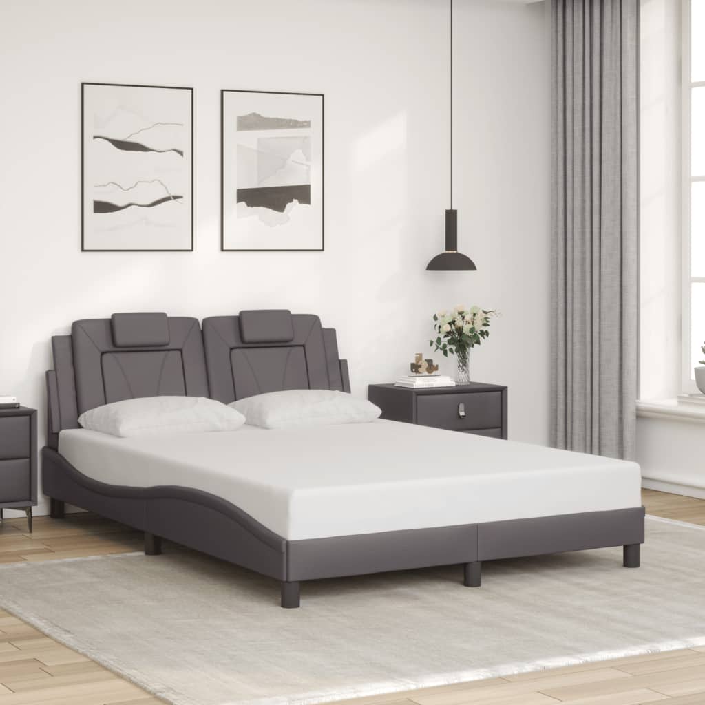 vidaXL Posteľný rám s čelom sivý 140x190 cm umelá koža