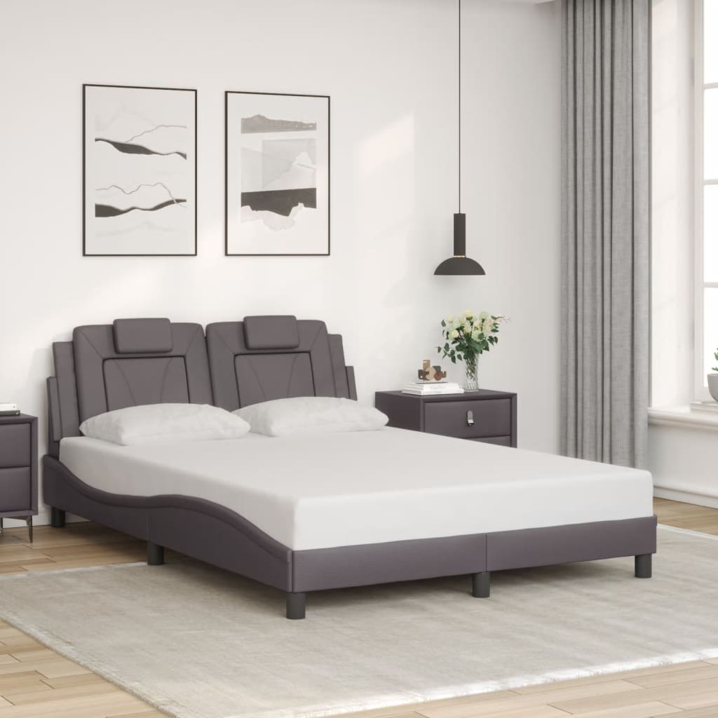 vidaXL Posteľný rám s čelom sivý 140x200 cm umelá koža