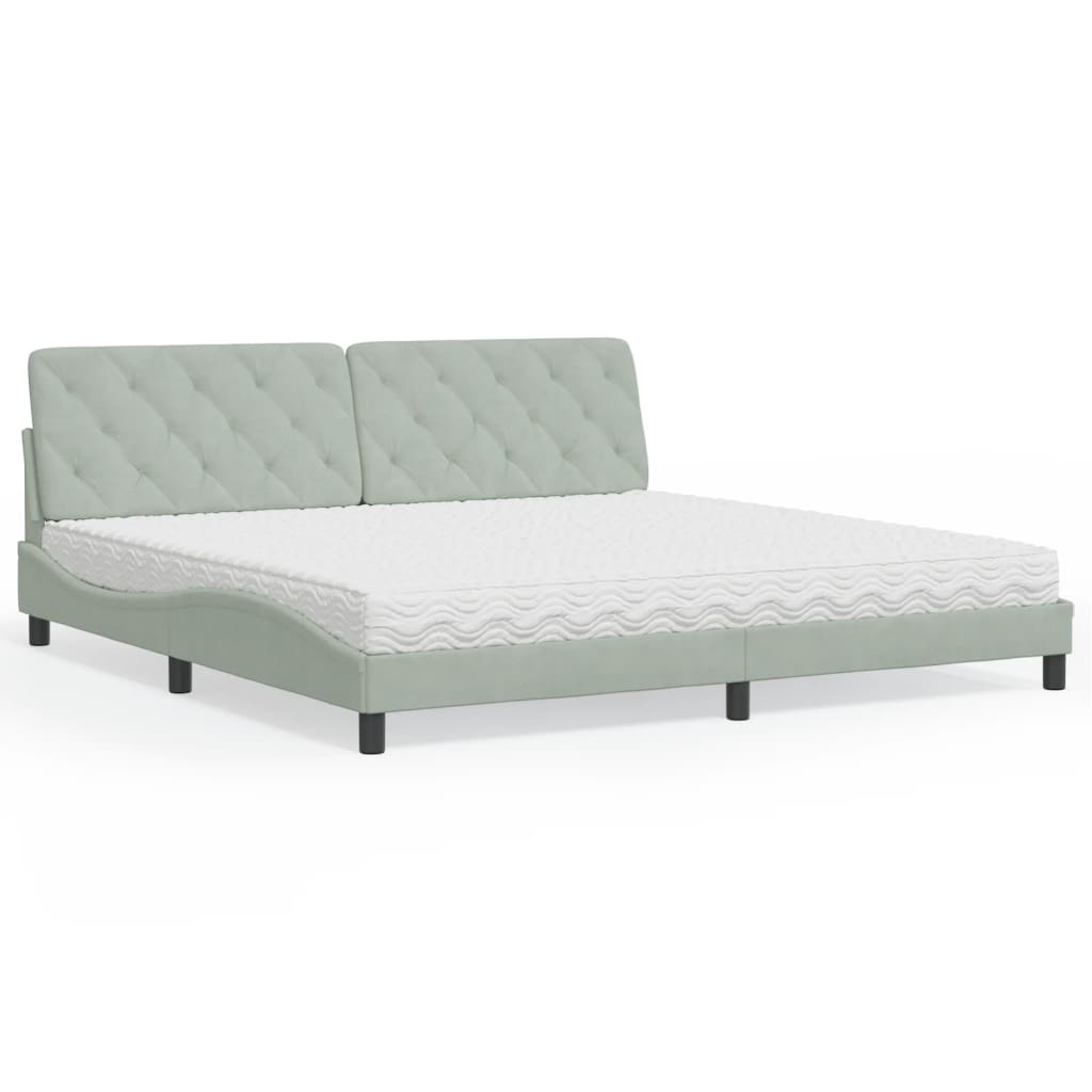 vidaXL Posteľný rám boxsping s matracom bledosivý 200x200 cm zamat