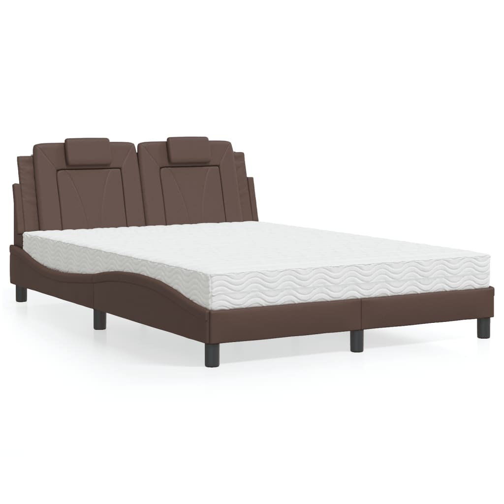 vidaXL Posteľ s matracom hnedá 140x190 cm umelá koža