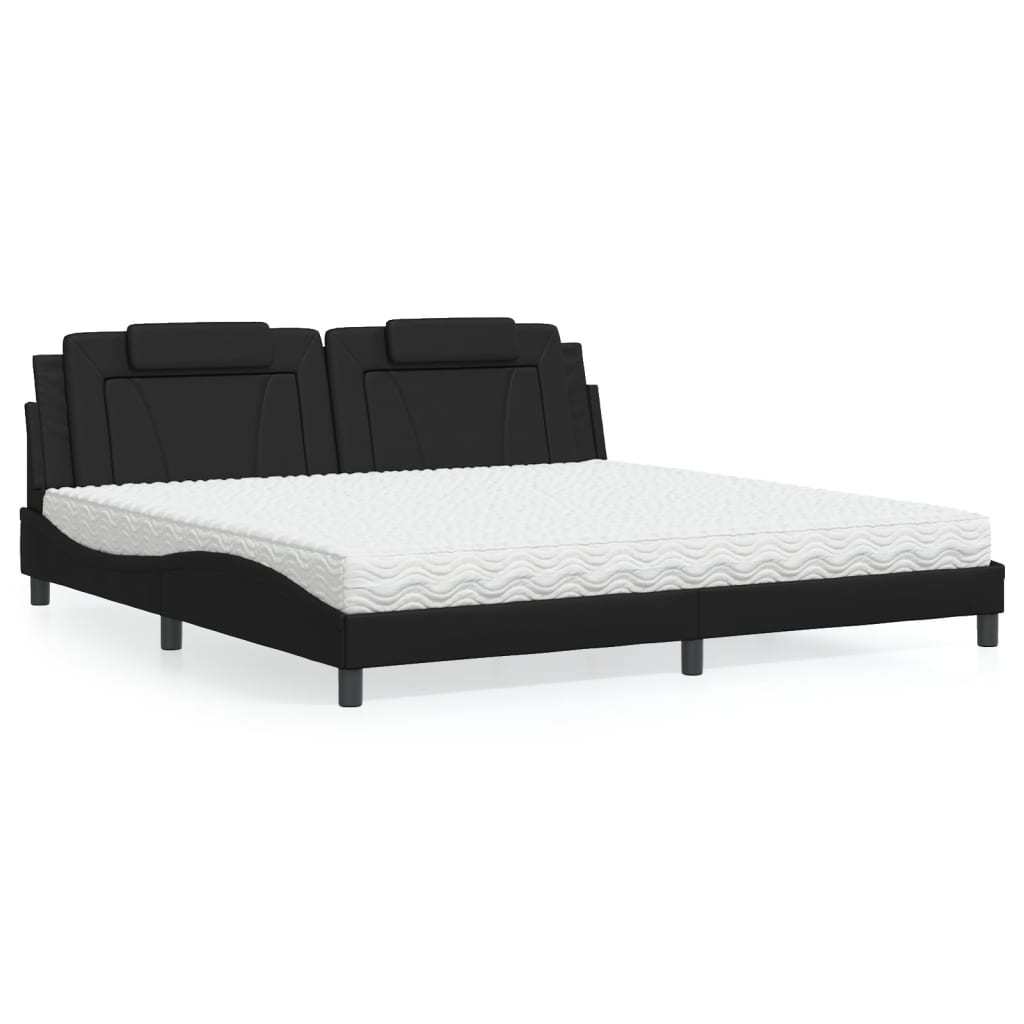 vidaXL Posteľ s matracom čierna 200x200 cm umelá koža