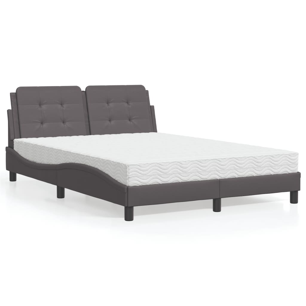 vidaXL Posteľ s matracom sivá 140x190 cm umelá koža