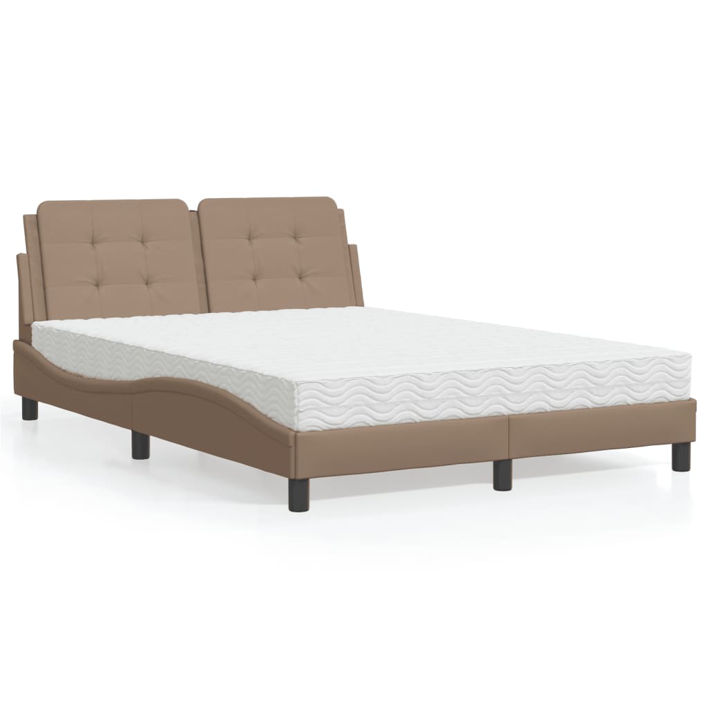 vidaXL Posteľ s matracom kapučínová 120x200 cm umelá koža