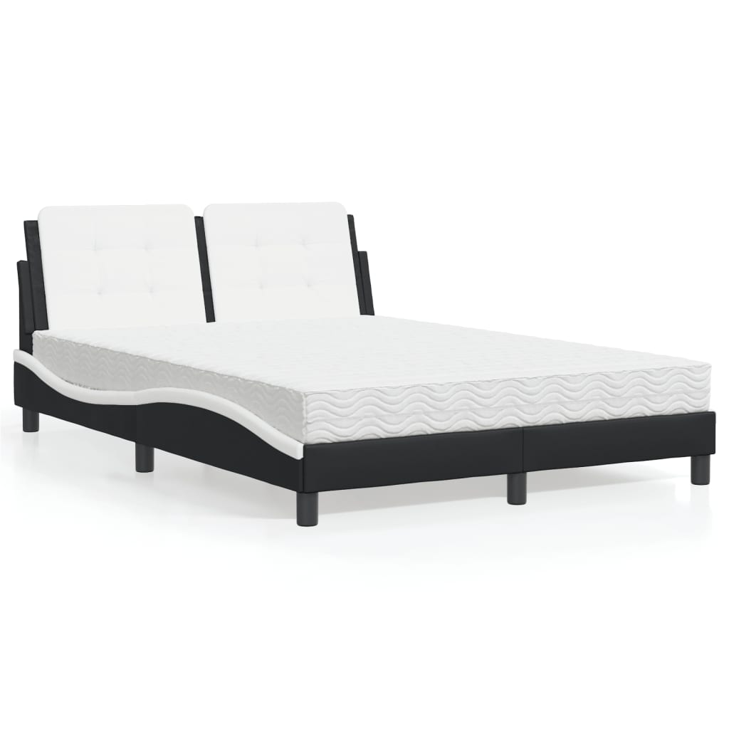 vidaXL Posteľ s matracom čierno-biela 140x190 cm umelá koža
