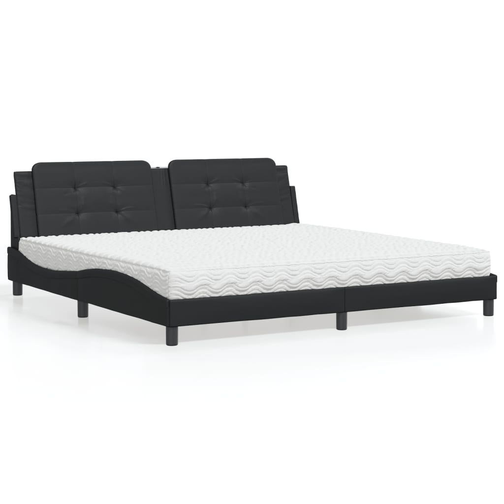 vidaXL Posteľ s matracom čierna 200x200 cm umelá koža