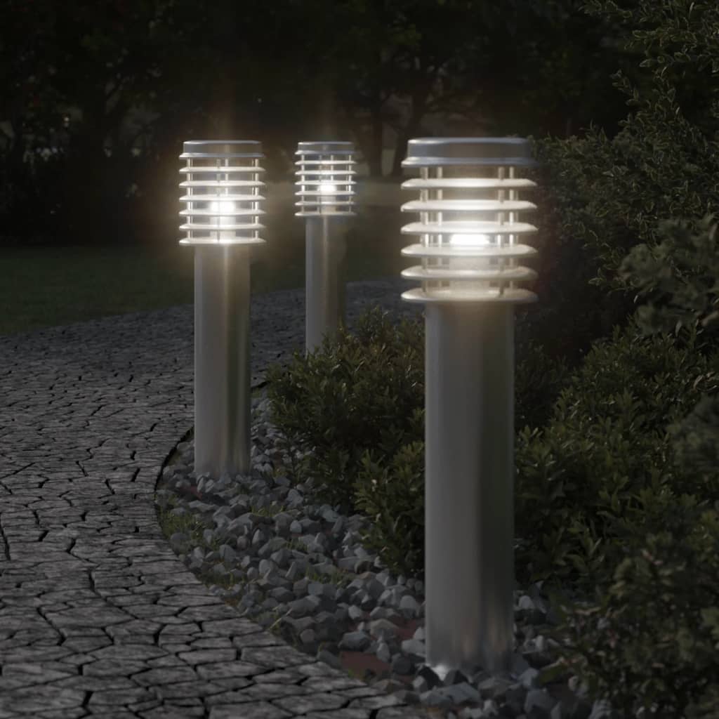 vidaXL Vonkajšia stojaca lampa strieborná 60 cm nehrdzavejúca oceľ
