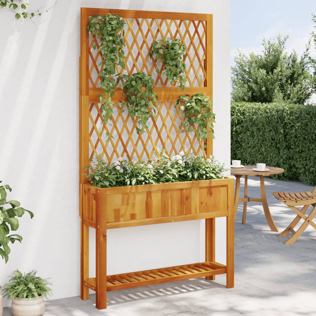 vidaXL Kvetináč s mriežkou a policou 100x32x185 cm akáciový masív