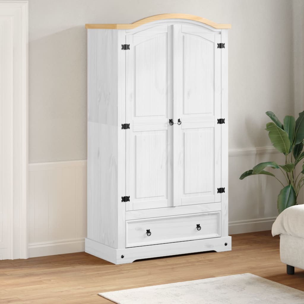 vidaXL Šatník Corona biely 102x52x186 cm borovicový masív