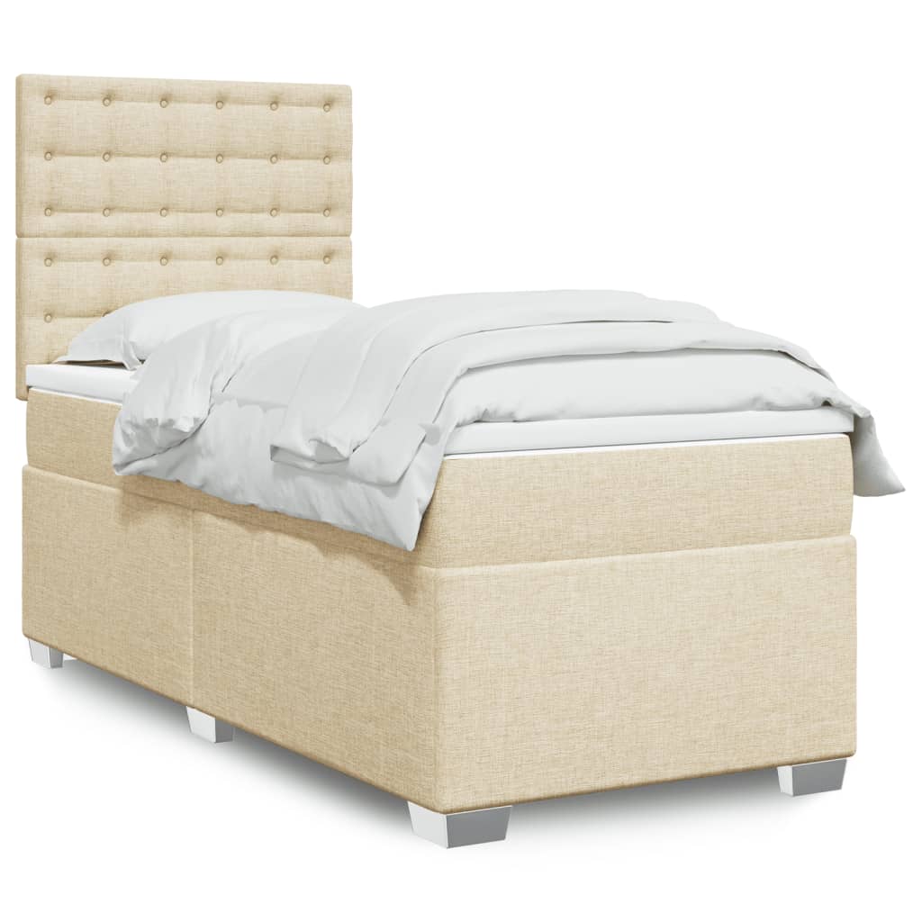 vidaXL Posteľný rám boxsping s matracom krémový 80x200 cm látka
