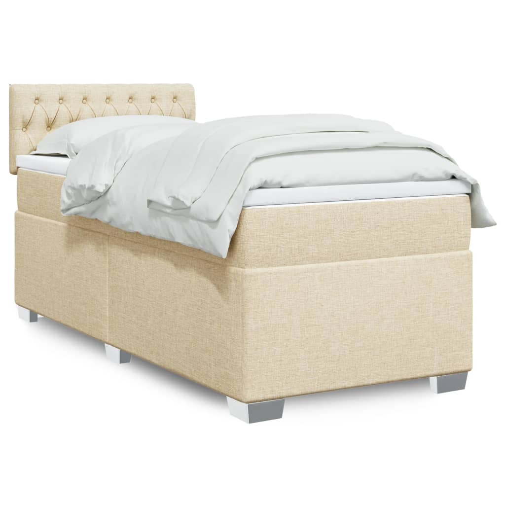 vidaXL Posteľný rám boxsping s matracom krémový 80x200 cm látka