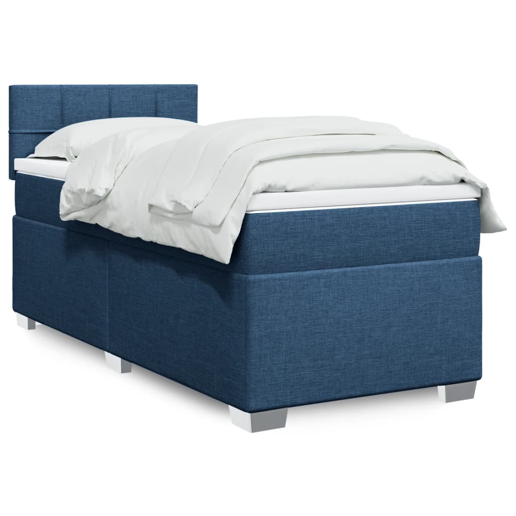 vidaXL Posteľný rám boxspring s matracom modrý 90x190 cm látka