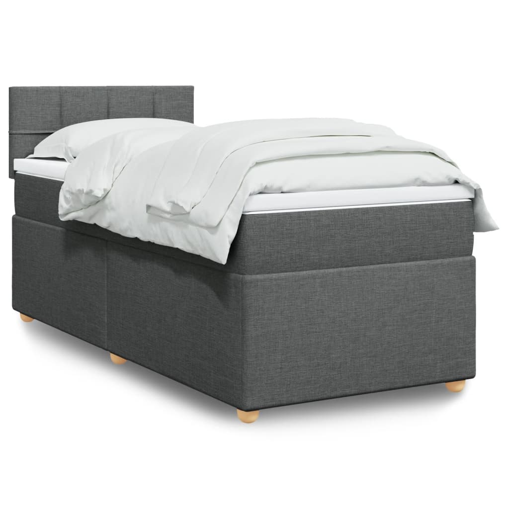 vidaXL Posteľný rám boxsping s matracom tmavosivý 80x200 cm látka