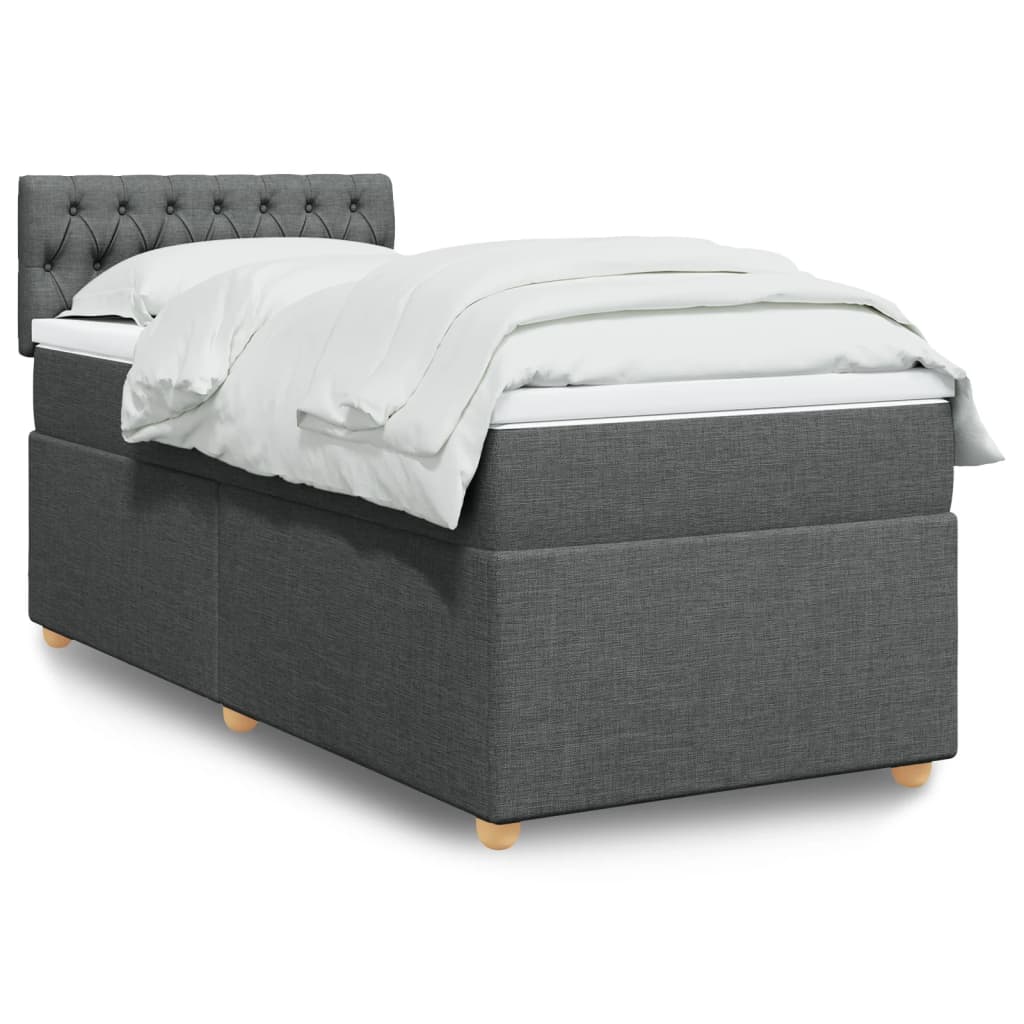 vidaXL Posteľný rám boxsping s matracom tmavosivý 80x200 cm látka
