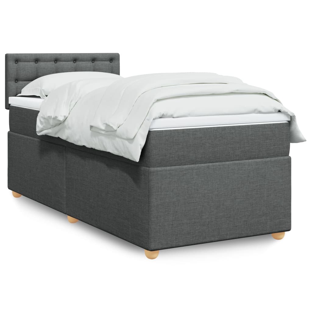 vidaXL Posteľný rám boxsping s matracom tmavosivý 80x200 cm látka