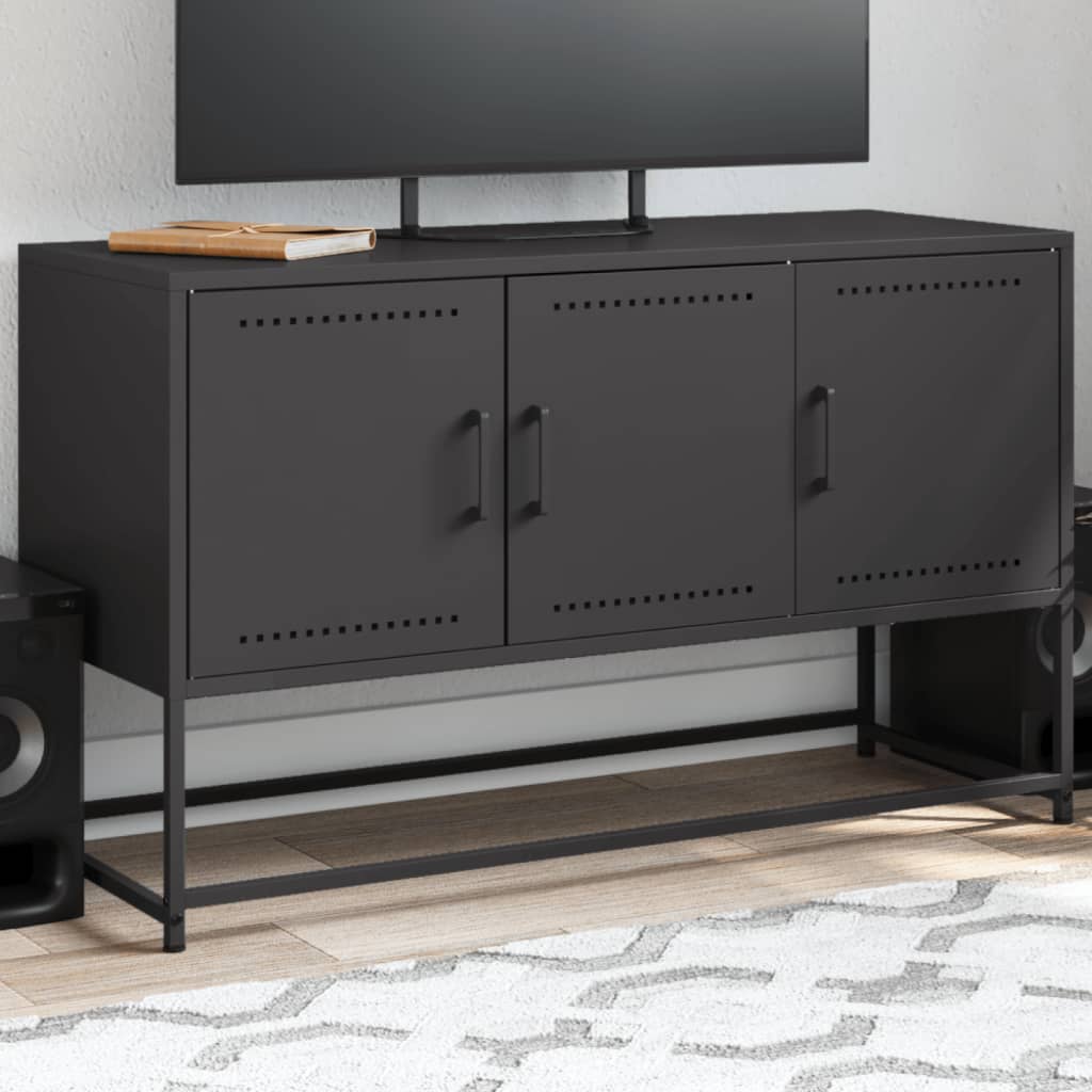 vidaXL TV skrinka čierna 100,5x39x60,5 cm oceľ