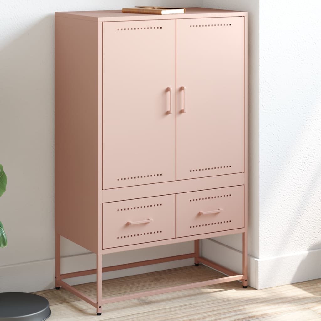 vidaXL Vysoká skrinka ružová 68x39x111,5 oceľ