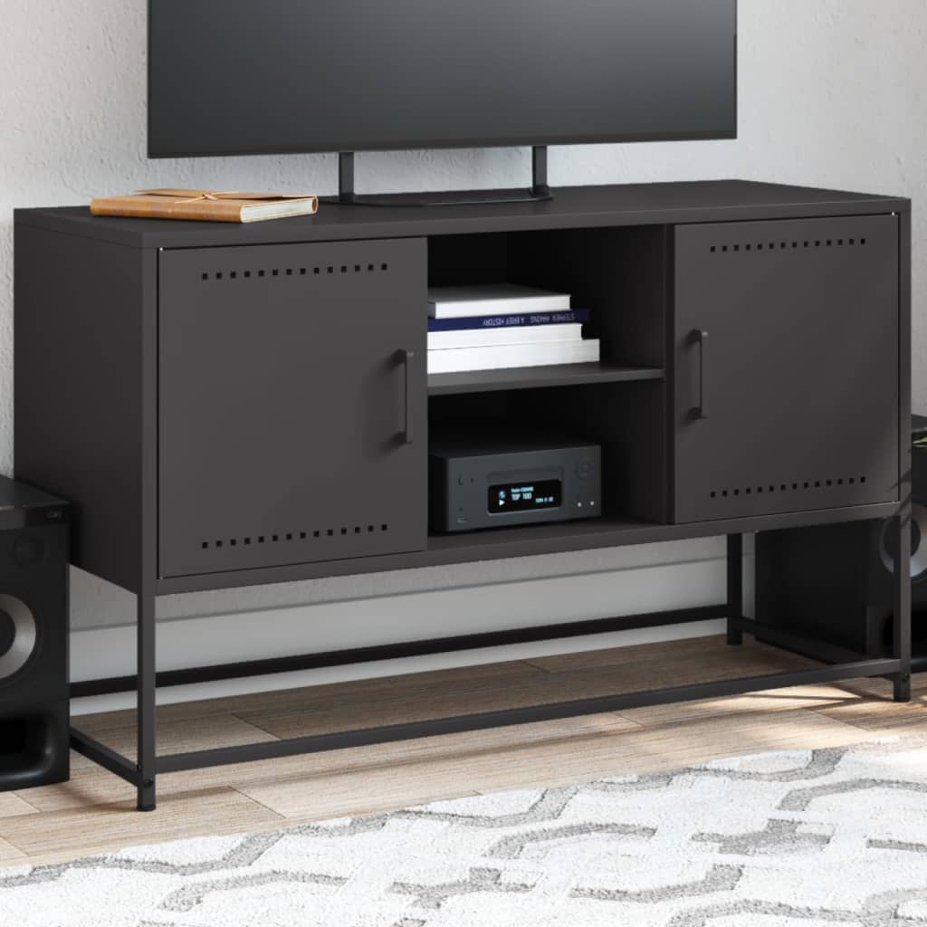 vidaXL TV skrinka čierna 100,5x39x60,5 cm oceľ