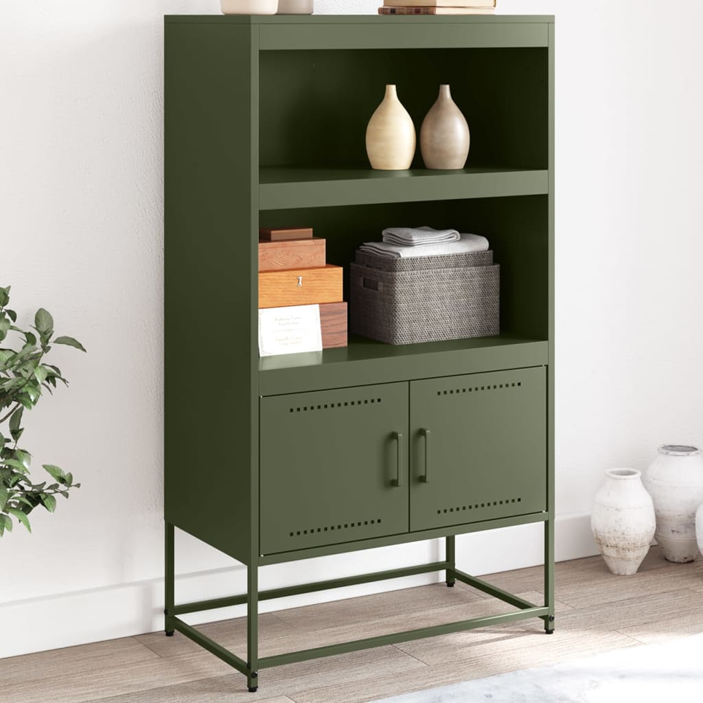 vidaXL Vysoká skrinka olivovozelená 68,5x38,5x123,5 cm oceľ