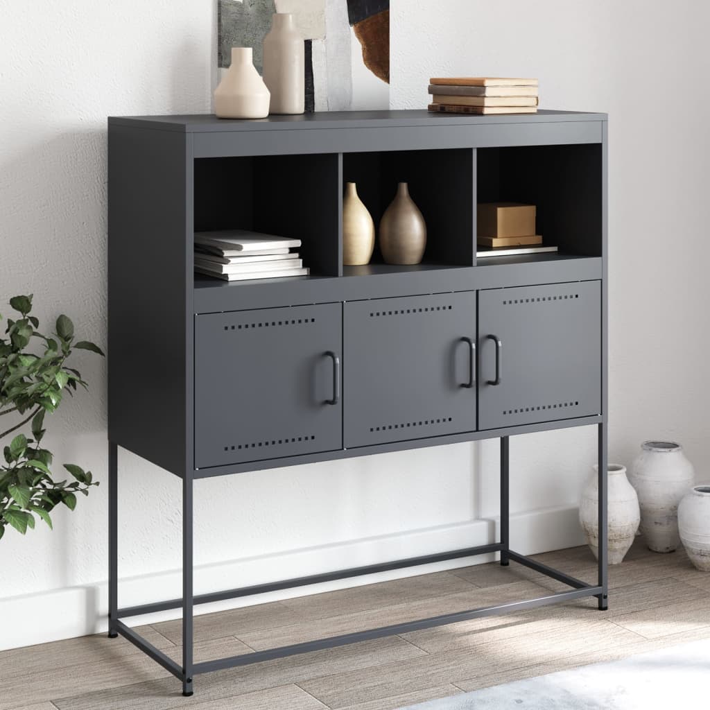 vidaXL Komoda antracitová 100,5x39x107 cm oceľ