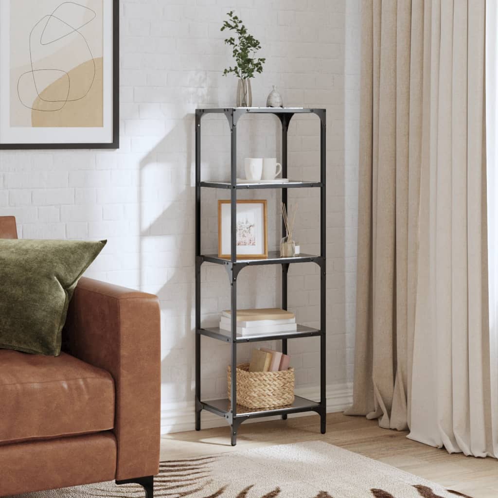 vidaXL Úložný regál s čiernou sklenenou doskou 40x30x123 cm oceľ