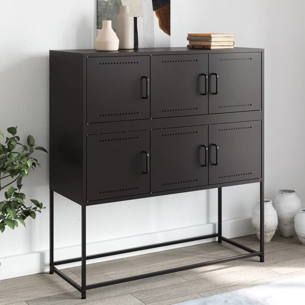 vidaXL Komoda čierna 100,5x39x107 cm oceľ