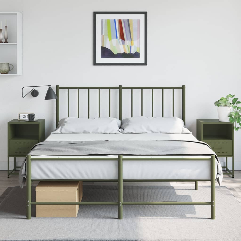 vidaXL Nočné stolíky 2 ks olivovozelené 36x39x60,5 cm oceľ