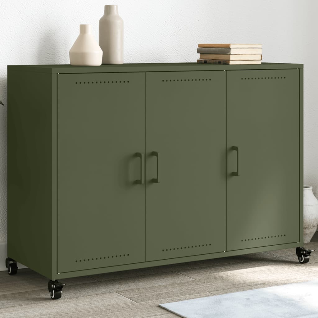 vidaXL Komoda olivovozelená 100,5x39x72 cm oceľ