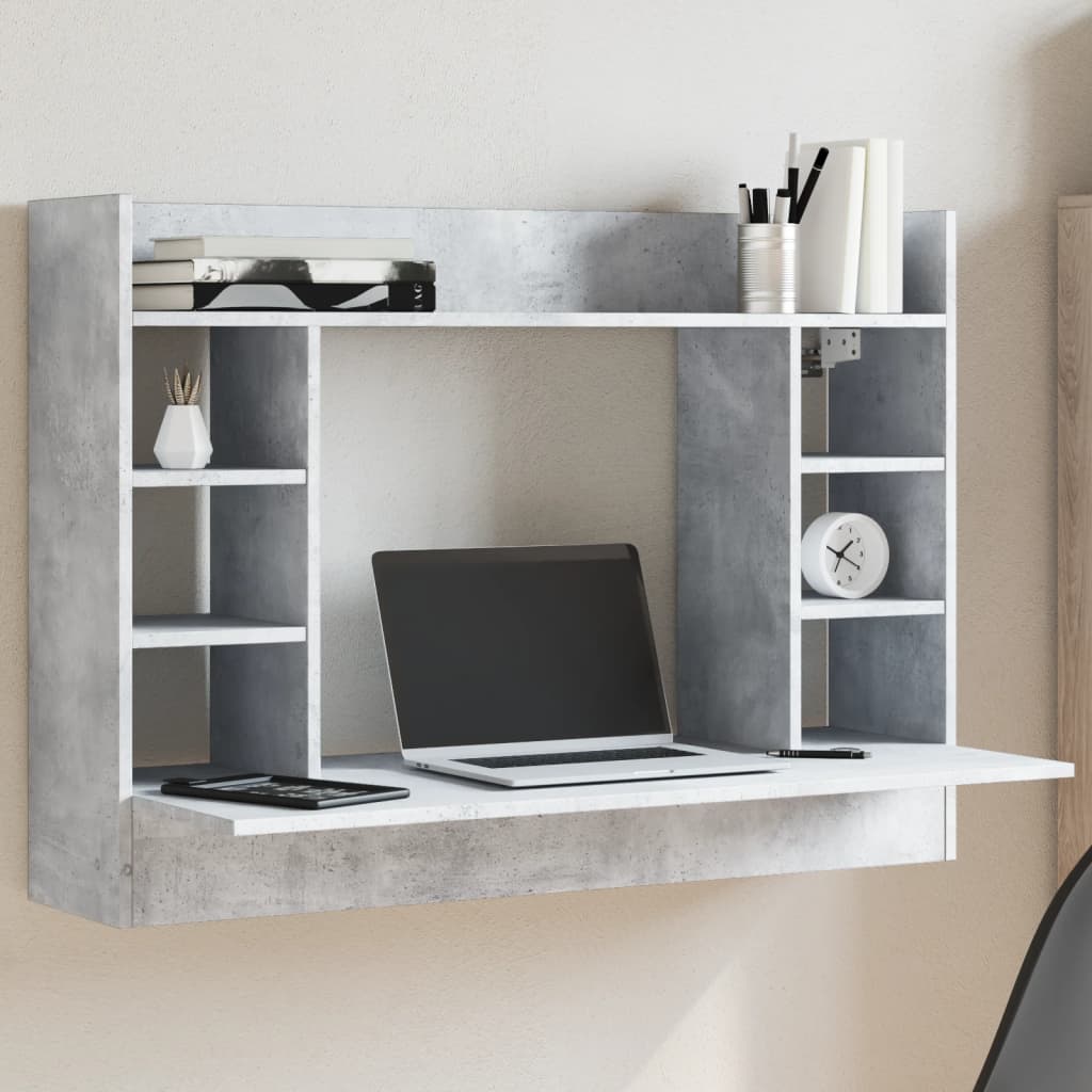vidaXL Nástenný stolík betónovosivý 105x48x75 cm kompozitné drevo
