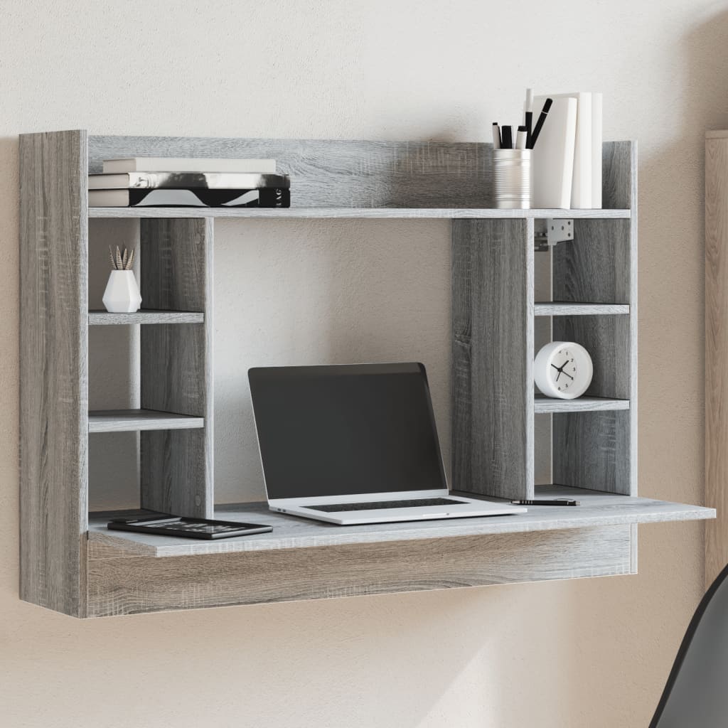 vidaXL Nástenný stolík sivý sonoma 105x48x75 cm kompozitné drevo