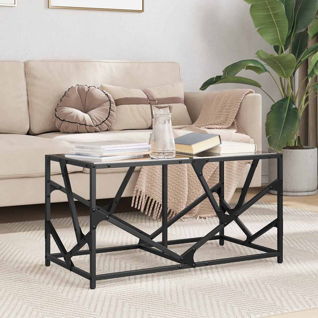 vidaXL Konferenčný stolík čierna sklenená doska 78,5x40x41 cm oceľ