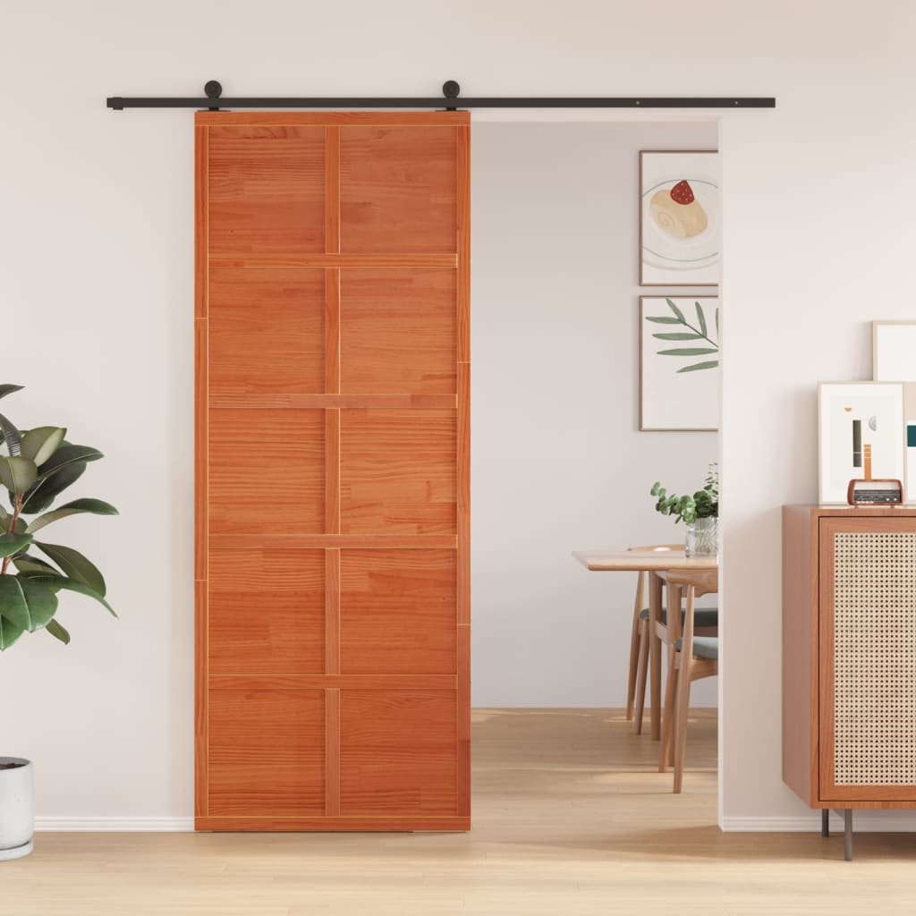 vidaXL Dvere do stodoly voskovohnedé 80x208 cm masívna borovica