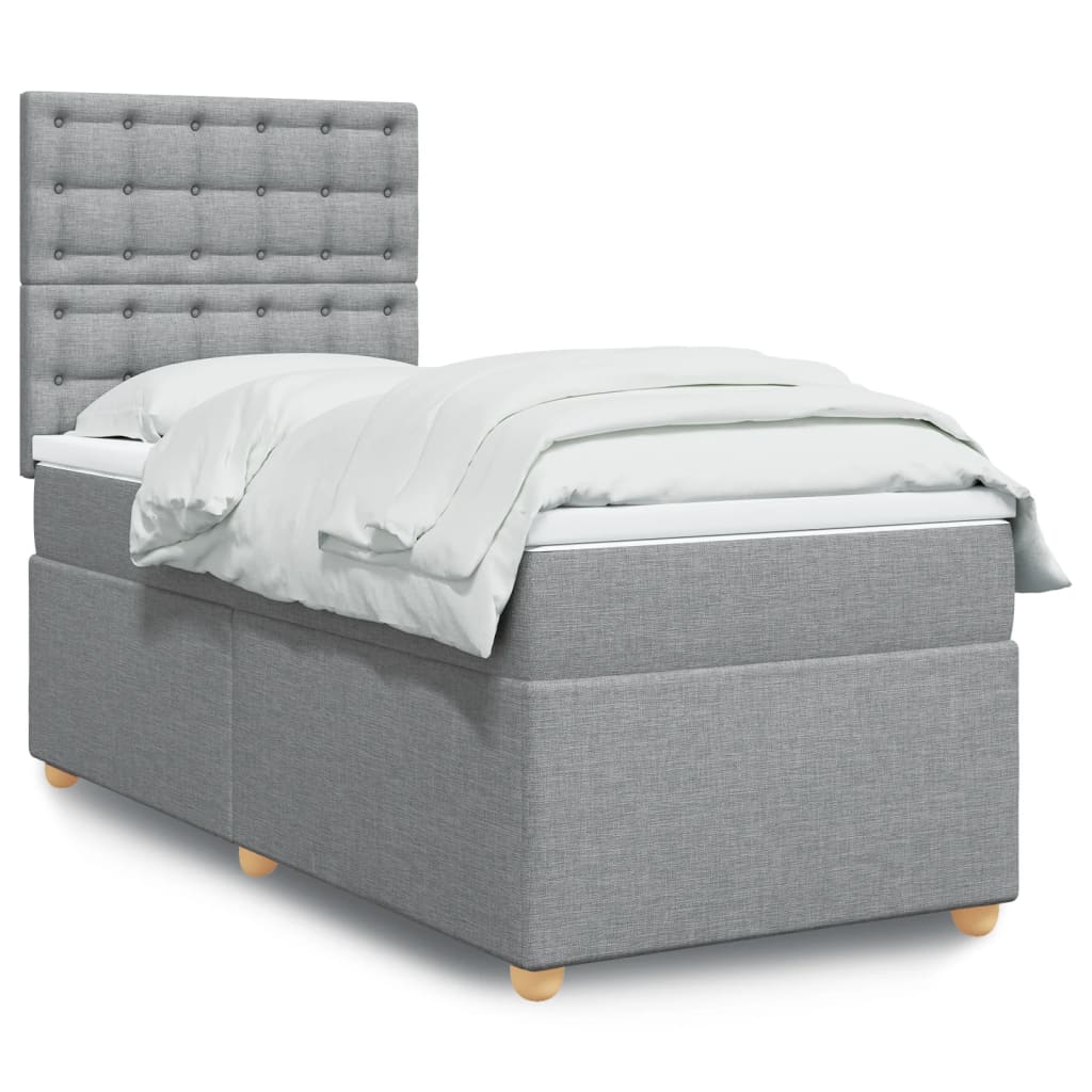 vidaXL Posteľný rám boxsping s matracom bledosivý 80x200 cm látka