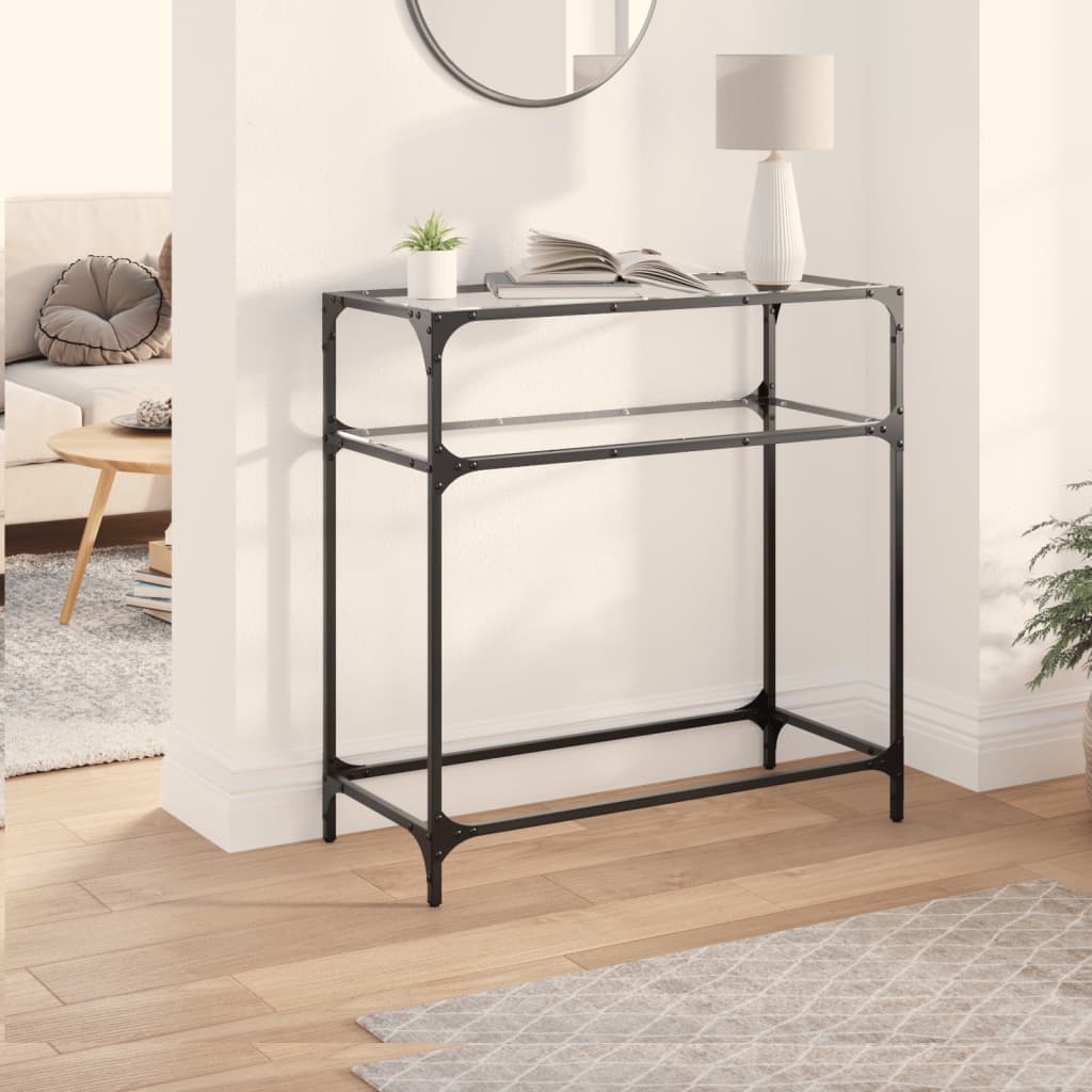 vidaXL Konferenčný stolík priehľadná sklenená doska 80x35x81 cm oceľ