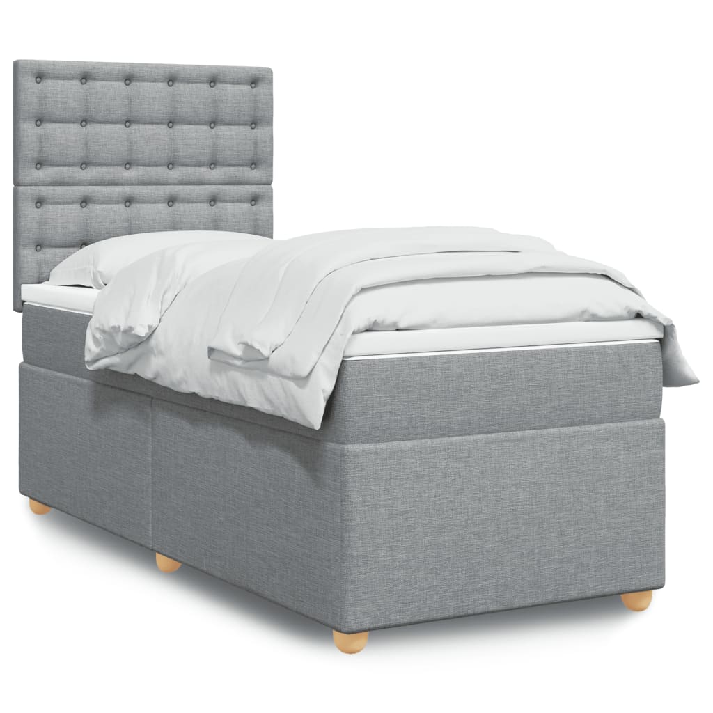 vidaXL Posteľný rám boxsping s matracom bledosivý 80x200 cm látka