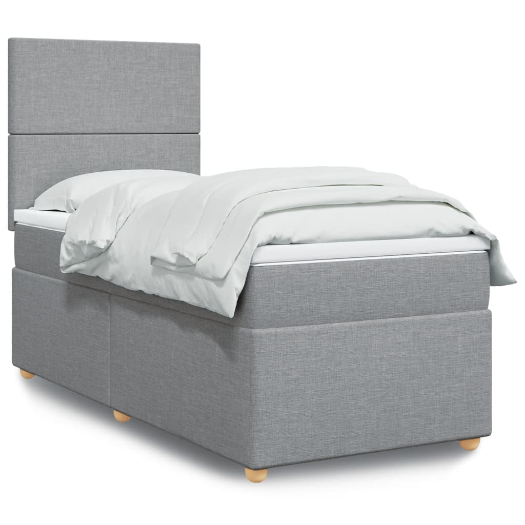 vidaXL Posteľný rám boxsping s matracom bledosivý 80x200 cm látka