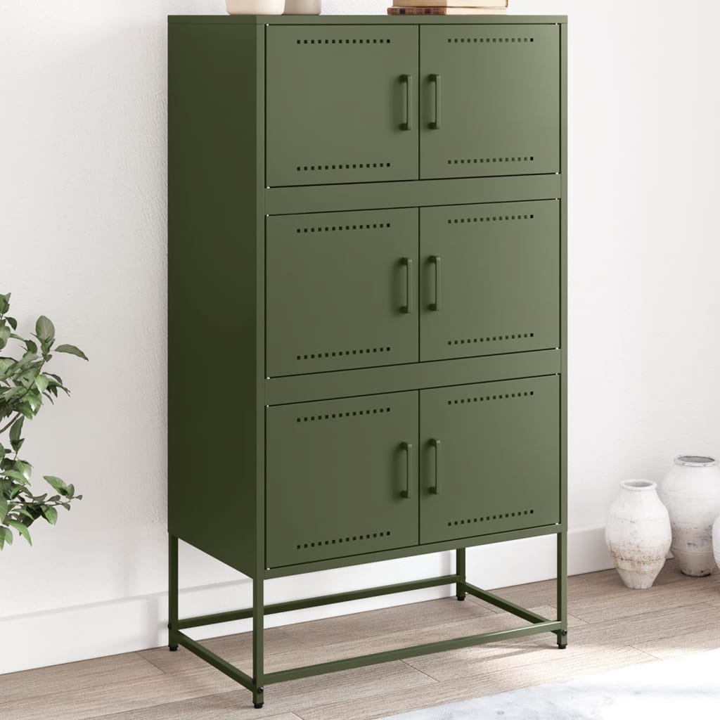 vidaXL Komoda olivovozelená 68,5x38,5x123,5 cm oceľ