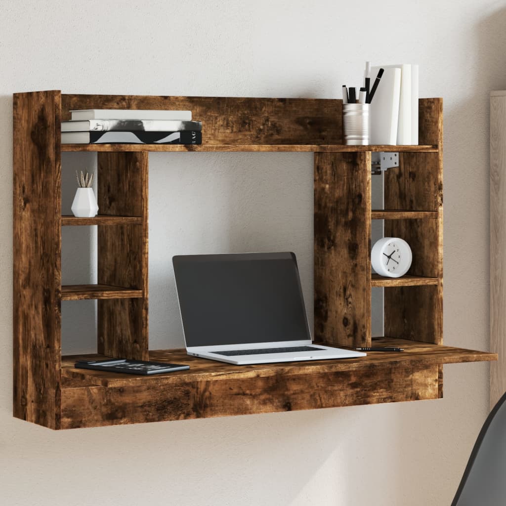 vidaXL Nástenný stolík dymový dub 105x48x75 cm kompozitné drevo
