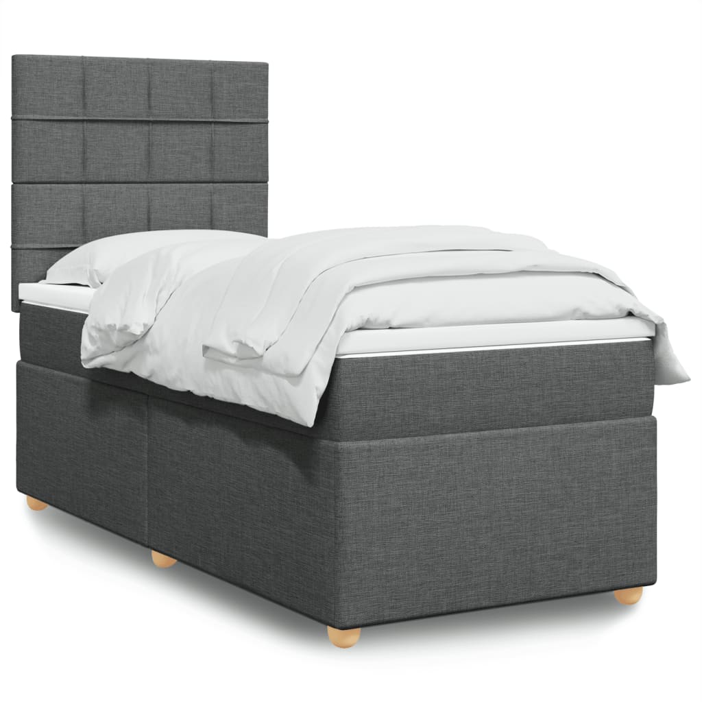 vidaXL Posteľný rám boxsping s matracom tmavosivý 80x200 cm látka