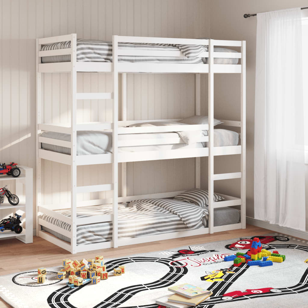 vidaXL Trojitá poschodová posteľ biela 80x200 cm borovicový masív