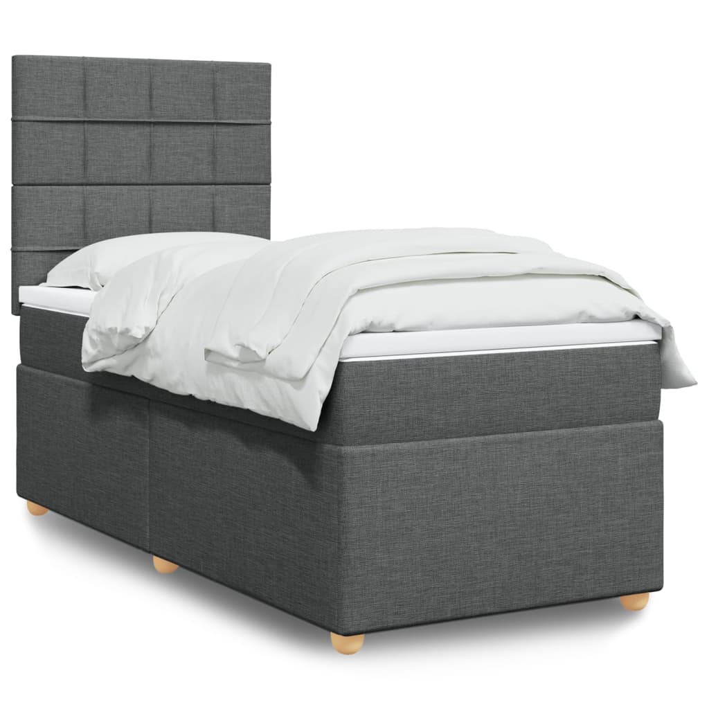 vidaXL Posteľný rám boxsping s matracom tmavosivý 80x200 cm látka