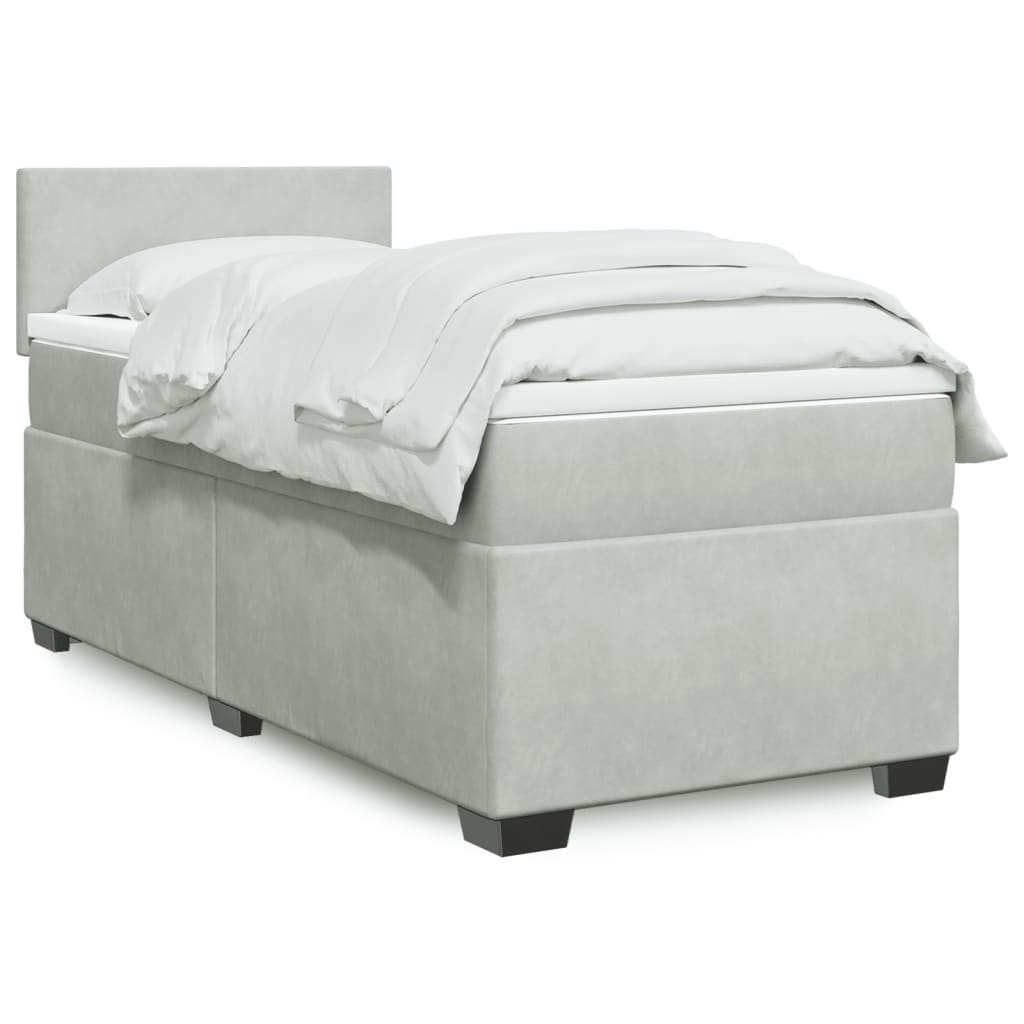 vidaXL Posteľný rám boxsping s matracom bledosivý 90x190 cm zamat