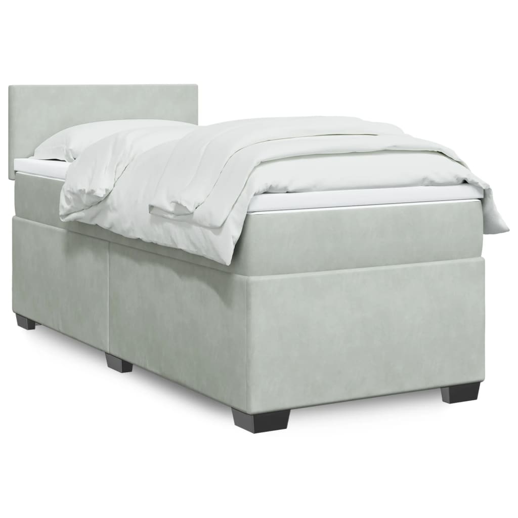 vidaXL Posteľný rám boxsping s matracom bledosivý 90x190 cm zamat