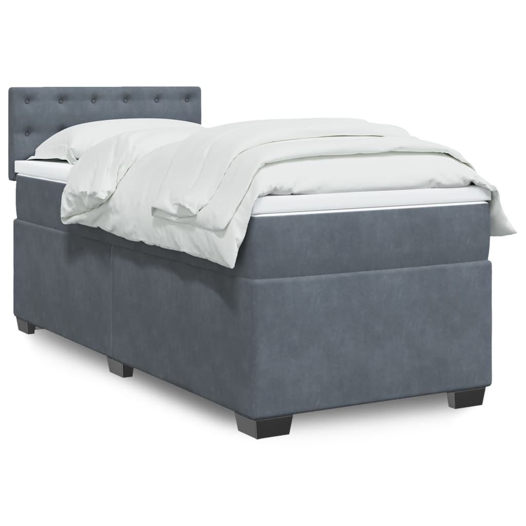vidaXL Posteľný rám boxspring s matracom tmavosivý 100x200 cm zamat