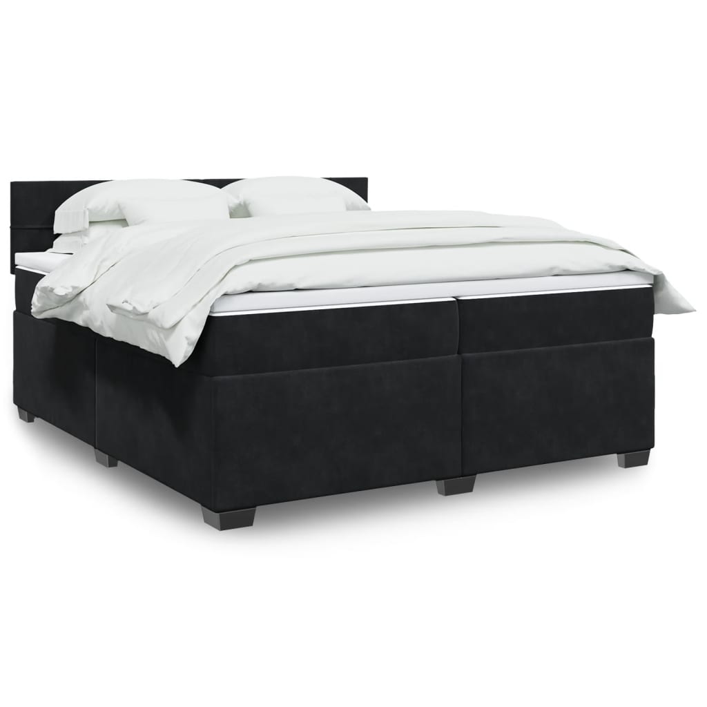 vidaXL Posteľný rám boxspring s matracom čierny 200x200 cm zamat