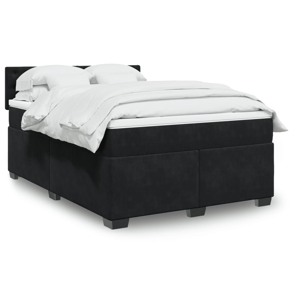 vidaXL Posteľný rám boxspring s matracom čierny 140x190 cm zamat