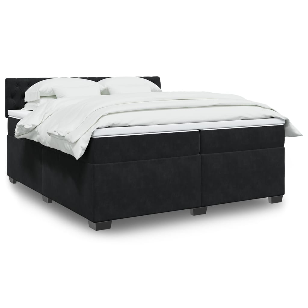 vidaXL Posteľný rám boxspring s matracom čierny 200x200 cm zamat